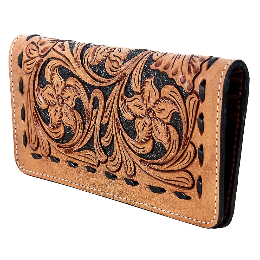 American Darling Tooled Leather & Buck Stitch Wallet – Western