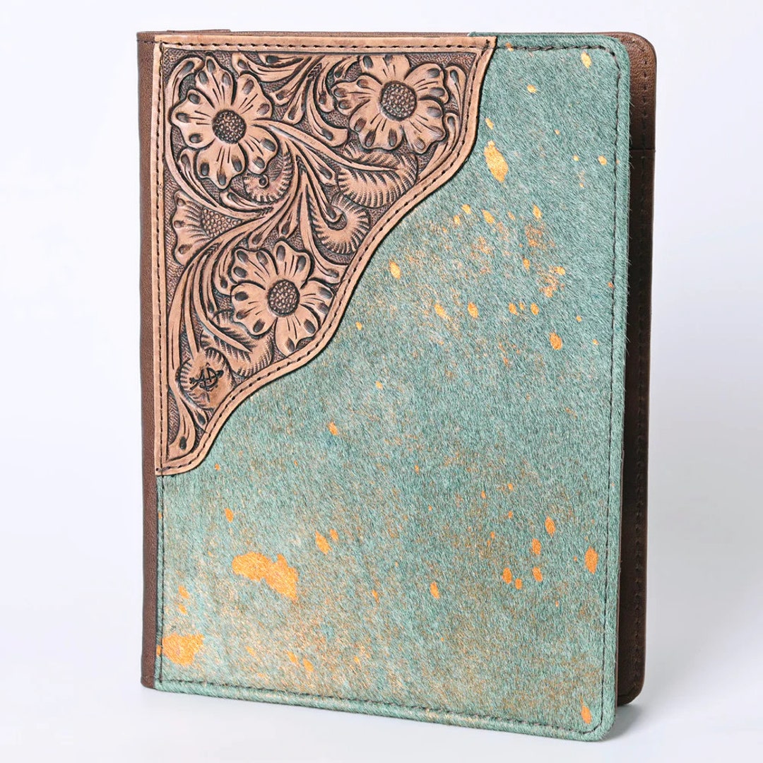 Hand Tooled Leather Portfolio, Leather Padfolio, Leather Legal Pad
