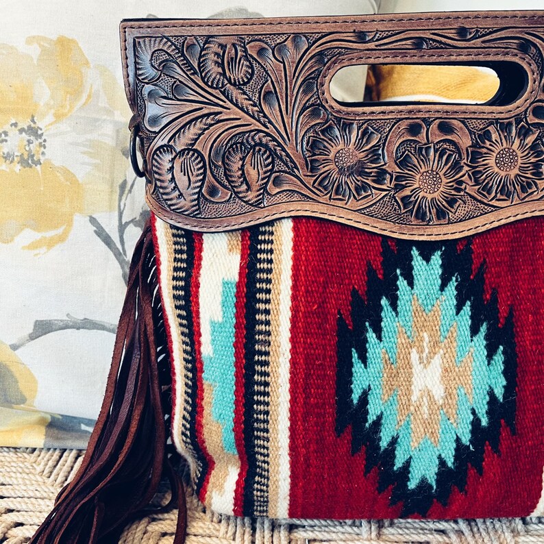 Western Hand Tooled Leather Purse Cowhide Purse Concealed Etsy