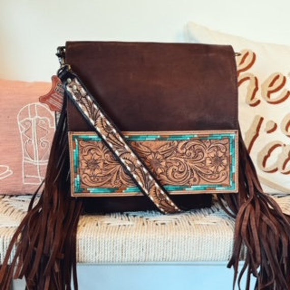 Montana West Genuine Leather Tooled Collection Fringe Crossbody – Cowgirl  Wear