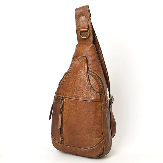 Leather sling backpack purse hotsell