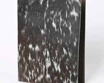 Hand Tooled Leather Day Planner Cover, Hair On Cowhide Leather Journal Planner Cover, Leather Portfolio, Leather Notebook Cover