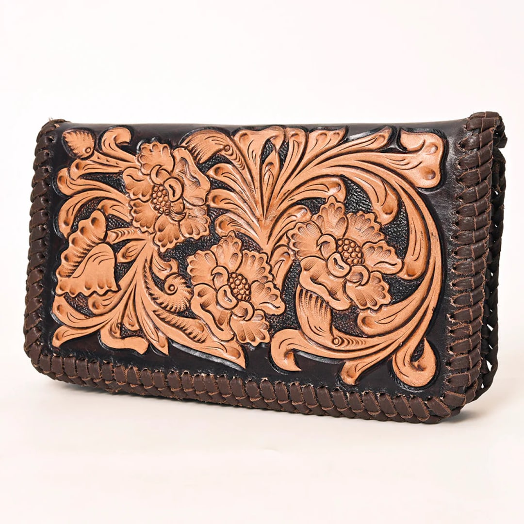 American Darling Tooled Leather & Buck Stitch Wallet – Western