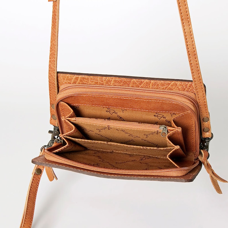 Western Hand Tooled Leather Wallet Purse, Leather Crossbody Purse, Genuine Leather Bag, Genuine Cowhide Bag, Western Purse, Luxury Wallet Bild 9