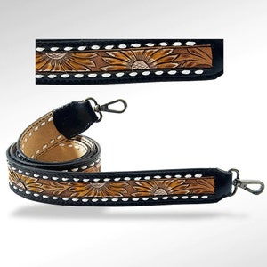 Western Hand Tooled Leather Purse Strap, Cowhide Purse Strap, Genuine Leather Purse Strap, Genuine Cowhide Strap