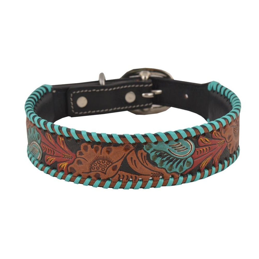 Hand Tooled Leather Dog Collar, Leather Collar, Western Dog Collar