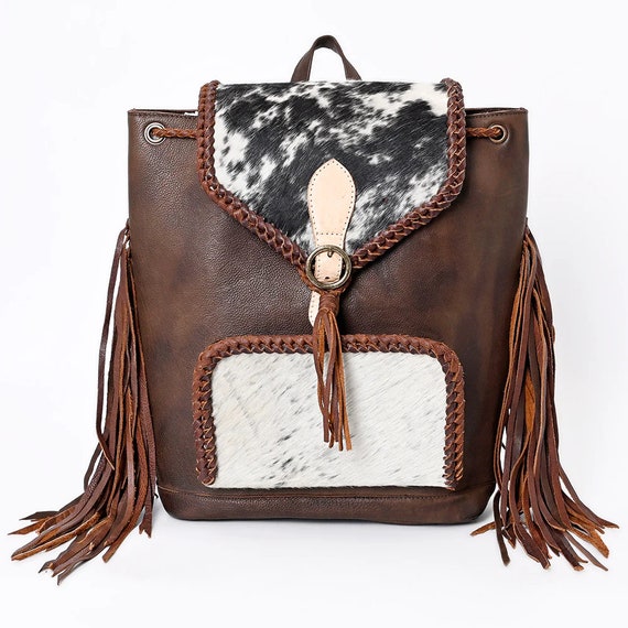 Cowhide backpack with fringe Outlet