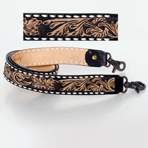 Western Hand Tooled Leather Purse Strap, Cowhide Purse Strap, Genuine Leather Purse Strap, Genuine Cowhide Strap