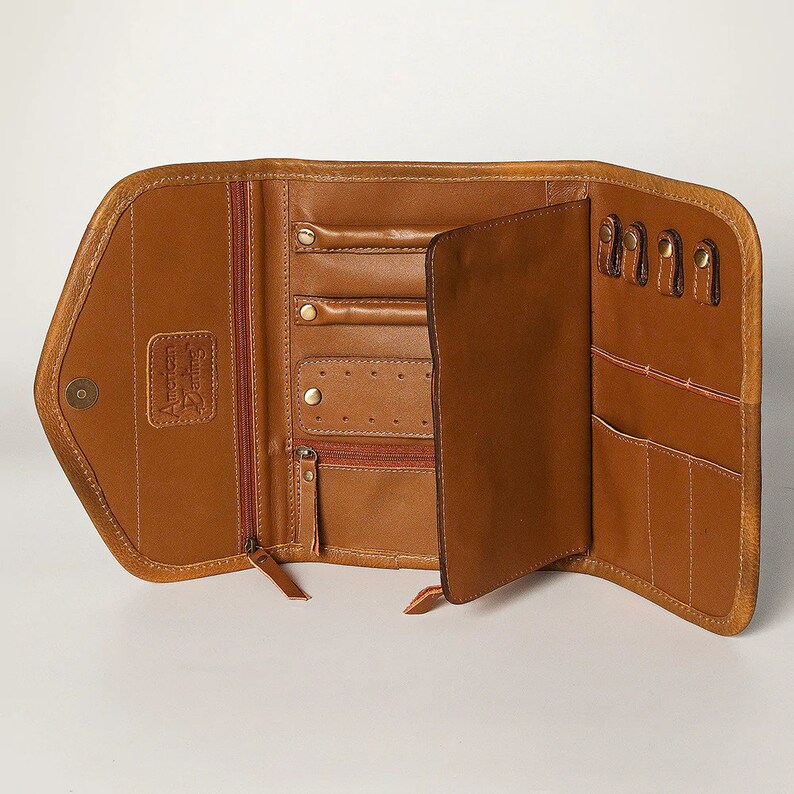 Western Hand Tooled Leather Jewelry Case Hair on Hide Jewelry Etsy