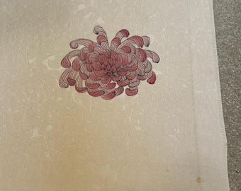 Vintage Silk Kimono Fabric Set, Chrysanthemum Pattern, Japanese Textile for Crafts