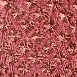 Vintage Kimono Silk Fabric: Burgundy Shibori Knots (35x96cm), LAST PIECE, upcycled material, 1970s