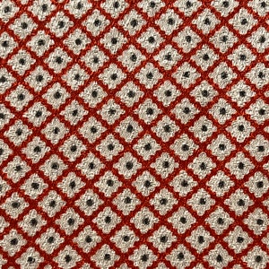Vintage Kimono Silk Fabric: Orange & Blue Geometric Pattern (125x36cm)