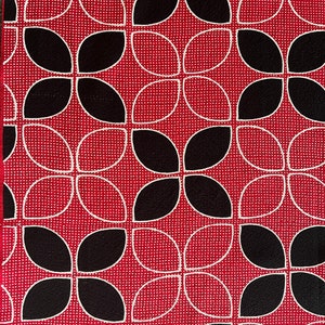 Vintage Japanese Kimono Silk Fabric: Red Floral Pattern, upcycled material, 1970s