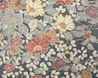 Vintage Kimono Silk Fabric: Pale Blue Floral, upcycled material, 1970s