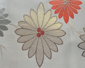 Y154 vintage ceinture obi kimono en soie « Fukuro-Obi » gris/rivière gracieuse fleur ronde phénix couple clématite - France
