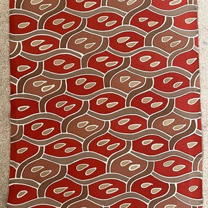 Vintage Silk Kimono Fabric: Batik Rust Red Haori Jacket (126cm)