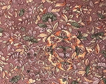 Vintage Silk Kimono Fabric: Floral Roundels, chirimen weave, upcycled material, 1970s