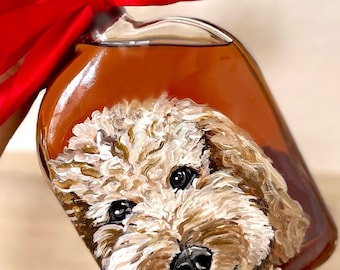 Father’s Day- Custom Painted Dog Portrait Whiskey Bottle