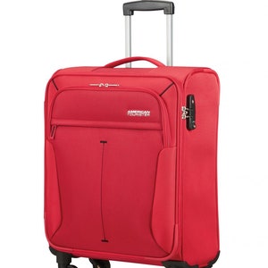 American Tourister by Samsonite Smartfly 19'' Suitcase Carry On Broad Cabin Case Trolley Bag Hand luggage Small luggage Case Red 4 Wheels