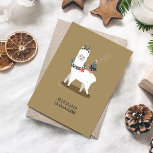 LLAMA | Jeu de mots Carte de Noël | Cartes kawaii pour les vacances | Cartes de Noël punny, drôles, mignonnes