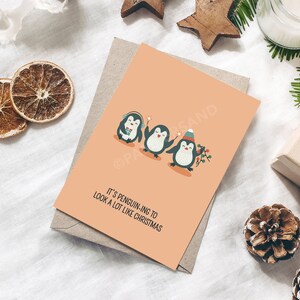 PINGUIN | Pun Weihnachtskarte | kawaii Karten für den Urlaub | punny, lustige, niedliche Weihnachtskarten