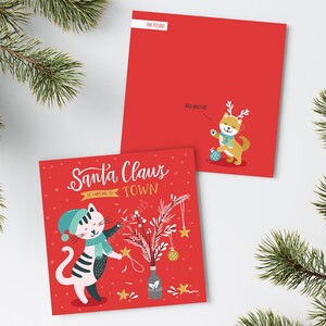 LES GRIFFES DU PÈRE NOËL | Jeu de mots Carte de Noël | Cartes kawaii pour les vacances | Cartes de Noël punny, drôles, mignonnes