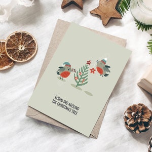 ROBIN | Jeu de mots Carte de Noël | Cartes kawaii pour les vacances | Cartes de Noël punny, drôles, mignonnes