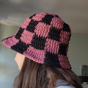 Crochet Checkerboard Bucket Hat Crochet Pattern