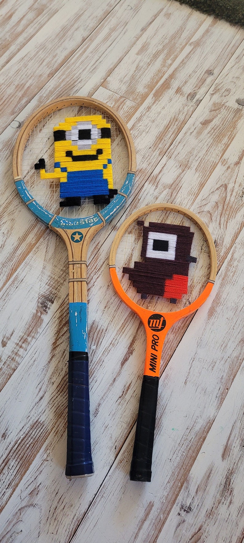 Vintage Wooden Racket Embroidered With Red Gorge - Etsy
