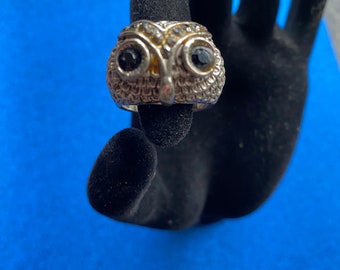 Bague hibou en argent pour oiseau