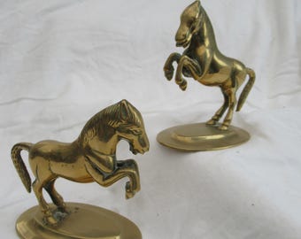 Pair of Brass Horse Ornaments Vintage Equestrian Horse Riders Jockeys Farm Animals Animal Lovers Collectable Gift Unisex Brass Sculpture