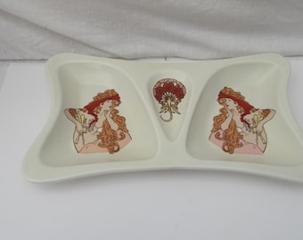 Vintage Poole Pottery Fleurie Trinket Tray 1970s Art Nouveau Style Gift Decor Jewellery Unisex