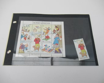 Vintage Rupert The Bear Postage Stamps/Sheetlet Folder Guernsey 1993
