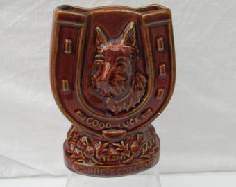 Sylvac Posy Holder Scottie Dog good Luck Vintage 1960's Model 4235 Animal Dried Flowers Floral Made In England Ceramic Collectable Gift