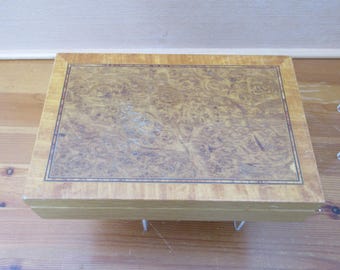Vintage Wooden jewellery Box  Green velvet lining Walnut Jewellery Storage Dressing Table Decor Gift Collectable Unisex