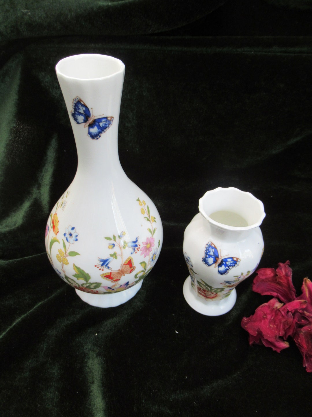 2 Vintage Small Vases by Aynsley Cottage Garden Range Made in Etsy