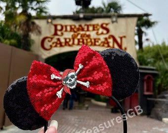 Pirates crossbones inspired character ears hair accessories mouse ears  headband, inspired ears headband