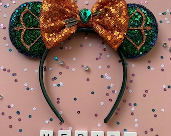 Princess Brave inspired character ears hair accessories Mickey Minnie headband, Merida inspired sequin ear headband