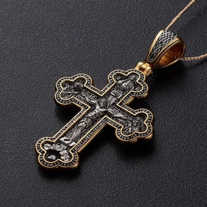 Prayer May God rise again  Ukrainian Greece orthodox silver 925 + 24K Gold - gilding original handmade pendant The Byzantine Church