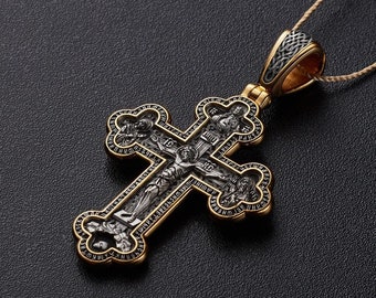 Prayer May God rise again  Ukrainian Greece orthodox silver 925 + 24K Gold - gilding original handmade pendant The Byzantine Church