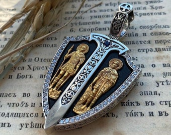 Custom St. George orthodox Christian silver and ebony body icon The Byzantine Church