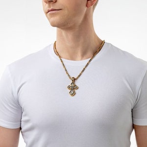 Handmade Gold Plated Sterling Silver Orthodox Cross Necklace