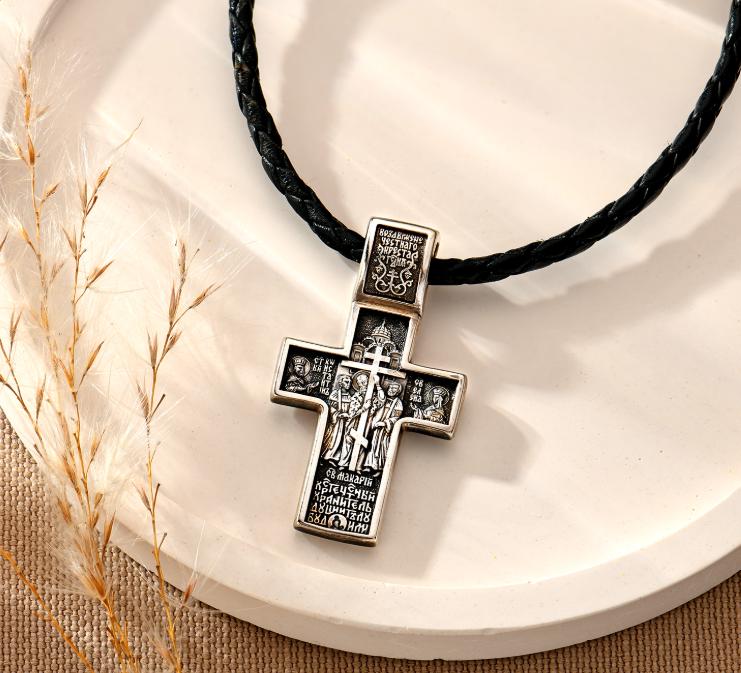アクセサリー Holy Grave Platin Silver Cross Pendant Orthodox Platinum Plated the Exaltation of the Holy Cross