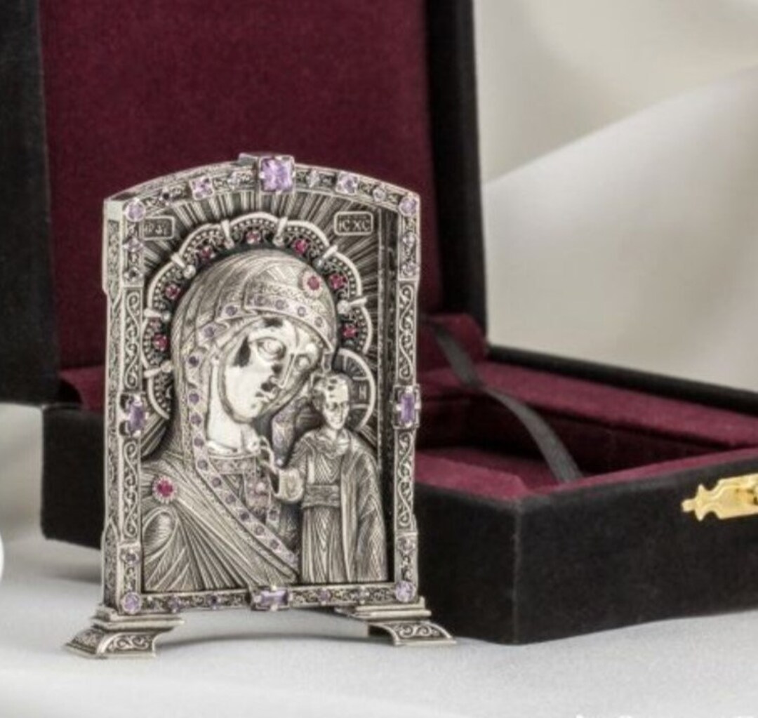 Mother of God "kazan" Orthodox Silver Icon the Byzantine Church - Etsy