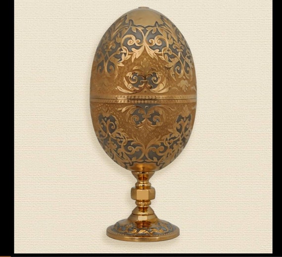 ファベルジュ風イースターエッグ：手描きゴールド999、「祝福の光