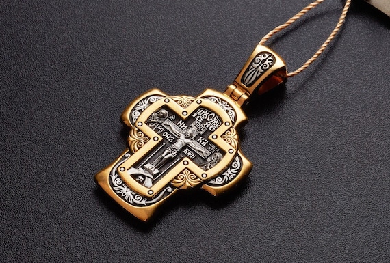 Massive Silver Cross Ukrainian Greece Orthodox Silver 925 +