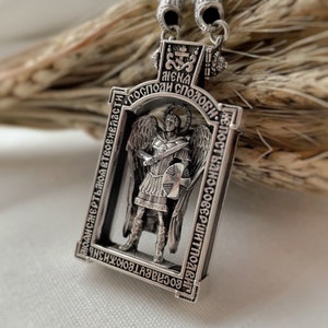 Handmade Christian silver and ebony body icon Archangel Michael The Byzantine Church