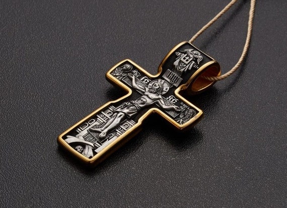 ONEFINITY Collana Croce Ortodossa In Argento 925 Con Abalone – Ciondolo Religioso Cristiano Per Uomo E Donna