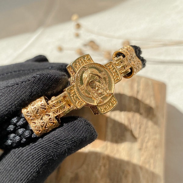 Premium Gold plated silver orthodox Greece  handmade bracelet 'Savior Jesus" The Byzantine Church