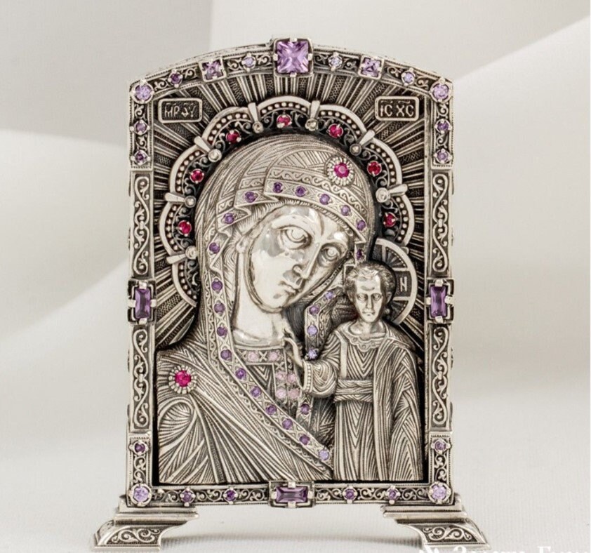 Mother of God kazan Orthodox Silver Icon the - Etsy